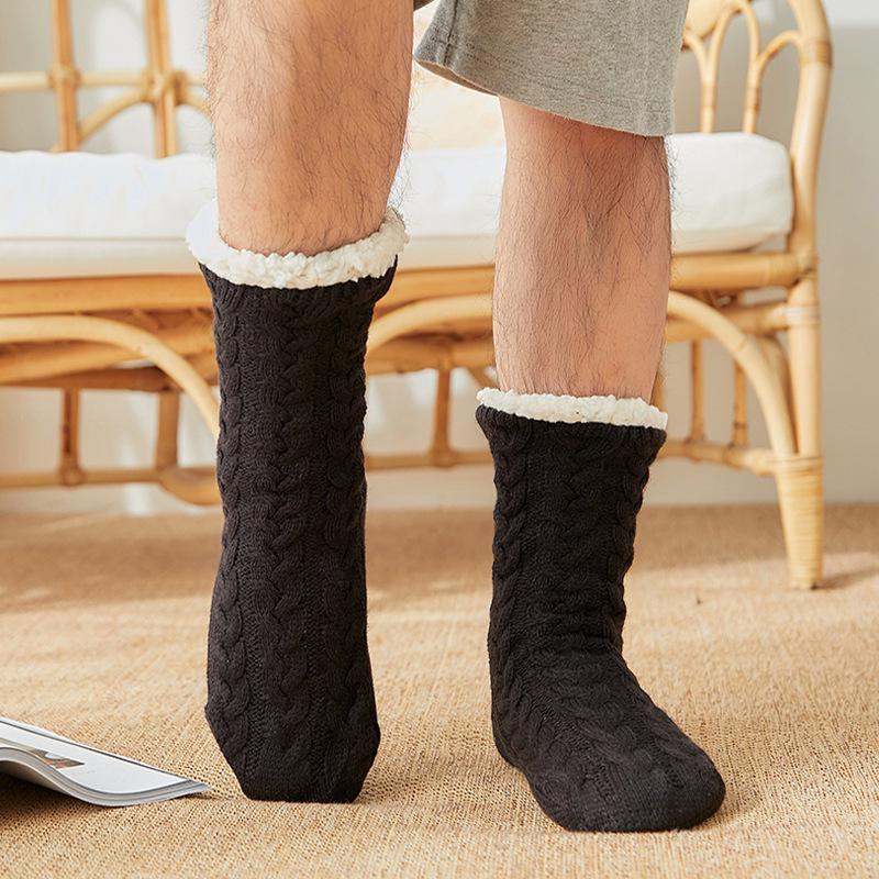 Men's Extra Thick Fleece-Lined Anti-Slip Indoor Slipper Socks