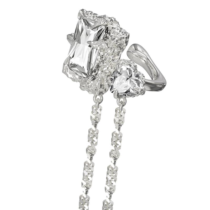 2022 новые медные платиновые асимметричные серьги-клипсы с кисточками и цирконием для женщин, модные ювелирные изделия (5 шт. бесплатной доставки)