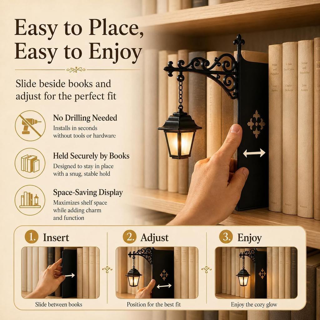 Vintage Library Lantern Mini Bookshelf LED Lamp Warm White Light Creative Book Nook Decor Mini Night Light Reading Lamp for Book
