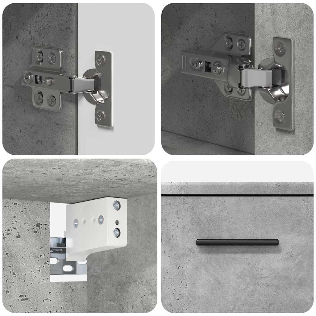 Bathroom Furniture Set 2 pcs Concrete Grey Plywood and Metal