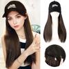 Hat Wig Synthetic Long Straight Wig With Adjustable Hat Coffee Baseball Cap Wig For Women Daily Wear