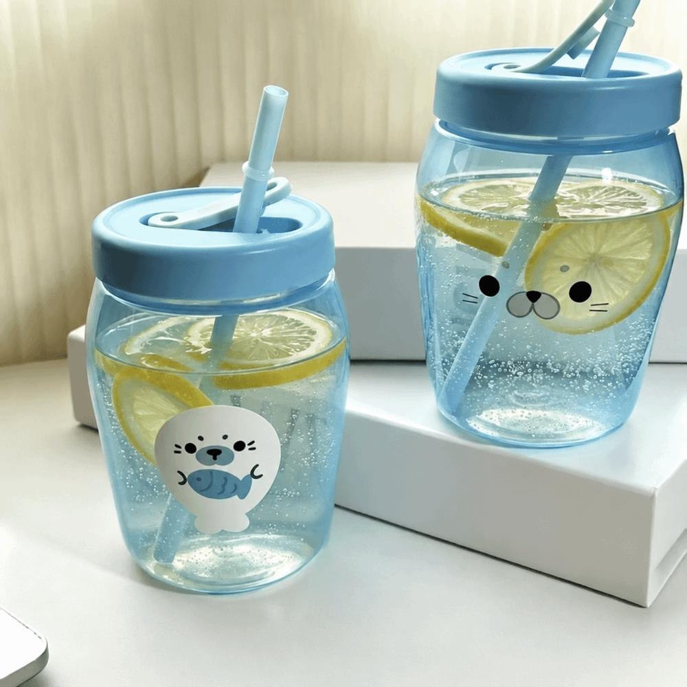 550ML Straw Cup Food Grade PP Water Bottle Large Capacity Drinking Cup