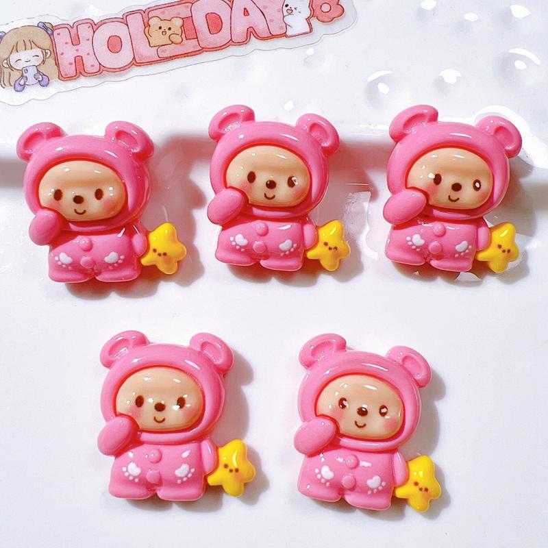 10Pcs New Kawaii Cartoon Animal Good Night Little Bear Series Resin Scrapbook Diy Jewelry Children Gift Hairpin Accessories A83