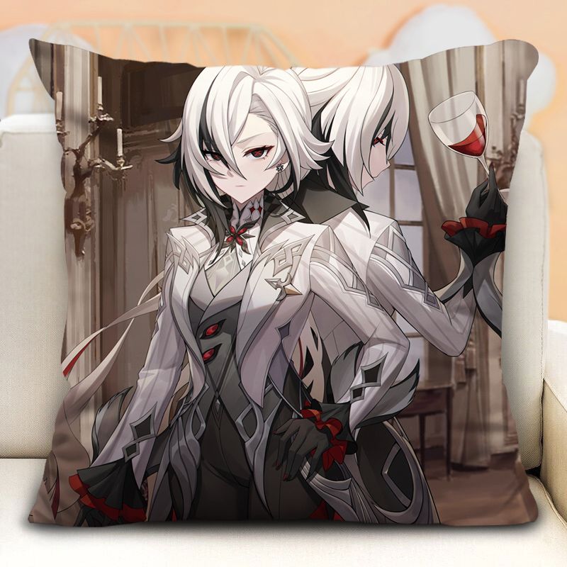 Наволочка с изображением слуги Арлекино из Genshin Impact, периферийные устройства в стиле аниме, наволочка на диванную подушку, наволочка на подголовник автомобиля