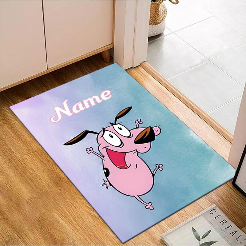 Custom Name Cowardly-Dog Adventure Rug for Living Room, Game Rooms, Office, Bedroom, Floor Mat Playful Design, fan gifts Christmas decor