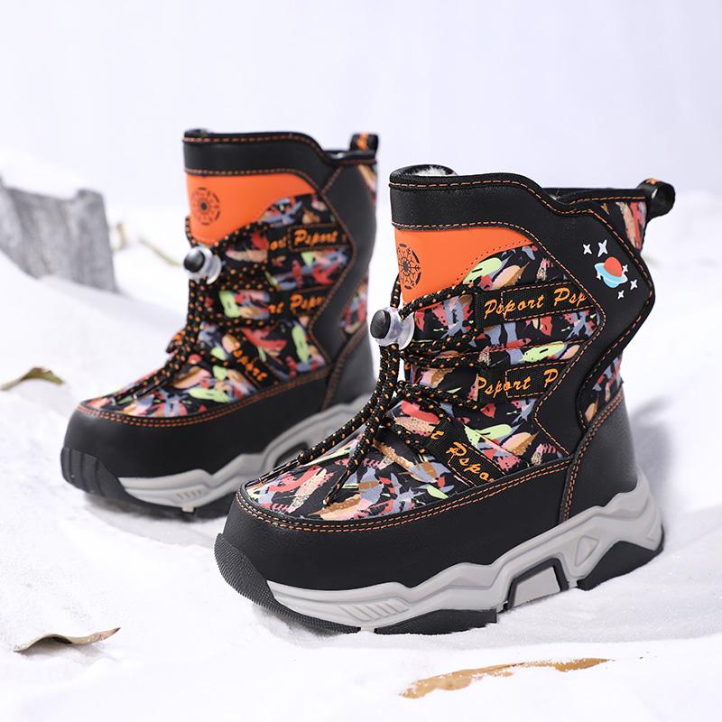 Осенне-зимние унисекс детские зимние кроссовки для мальчиков и девочек зимние ботинки с флисом для активного отдыха нескользящие зимние ботинки для девочек и подростков