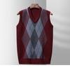 Vest Autumn and Winter New Men's V-neck Sleeveless Knitted Vest Sweater Diamond-shaped Middle-aged and Old-aged Leisure Sweater