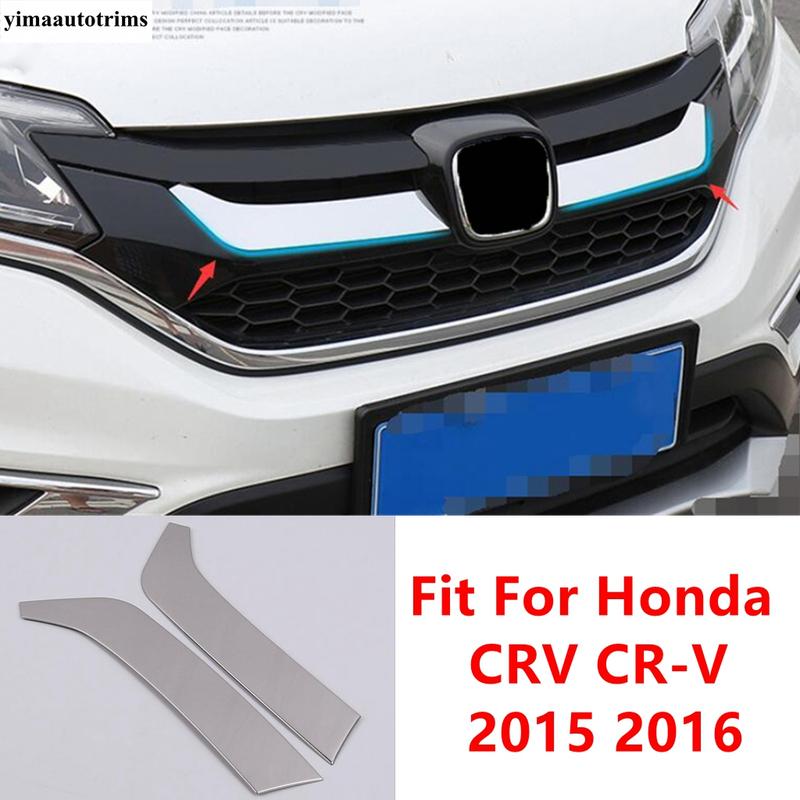 Car Front Grille Grill Engine Lid Strip Decoration Cover Trim For Honda CRV CR-V 2015 2016 Stainless Steel Accessories Exterior