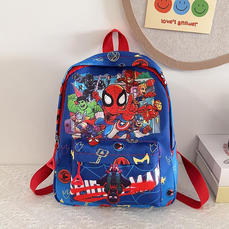Cartoon Kids Spider Man Backpack For Boys And Girls With Breathable Nylon And Comfortable Shoulder Straps For Kindergarten Daily Use