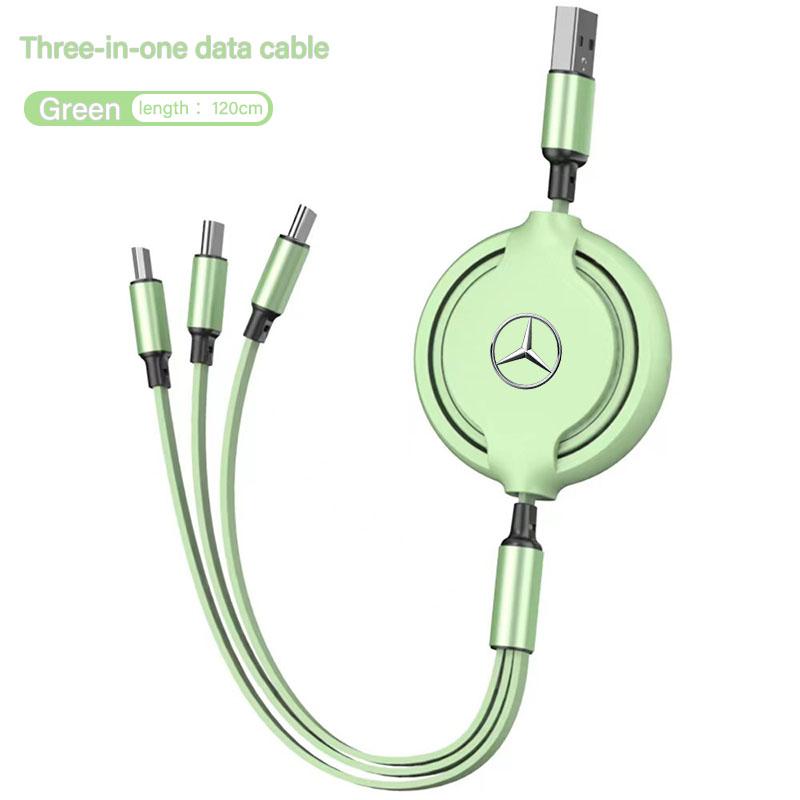 VFO1 3 In 1 Charging Data Cable USB Type-C Car Charger Head Auto Interiors For Mercedes Benz AMG A/B/C/E/S Class GLE C200L W220 W211