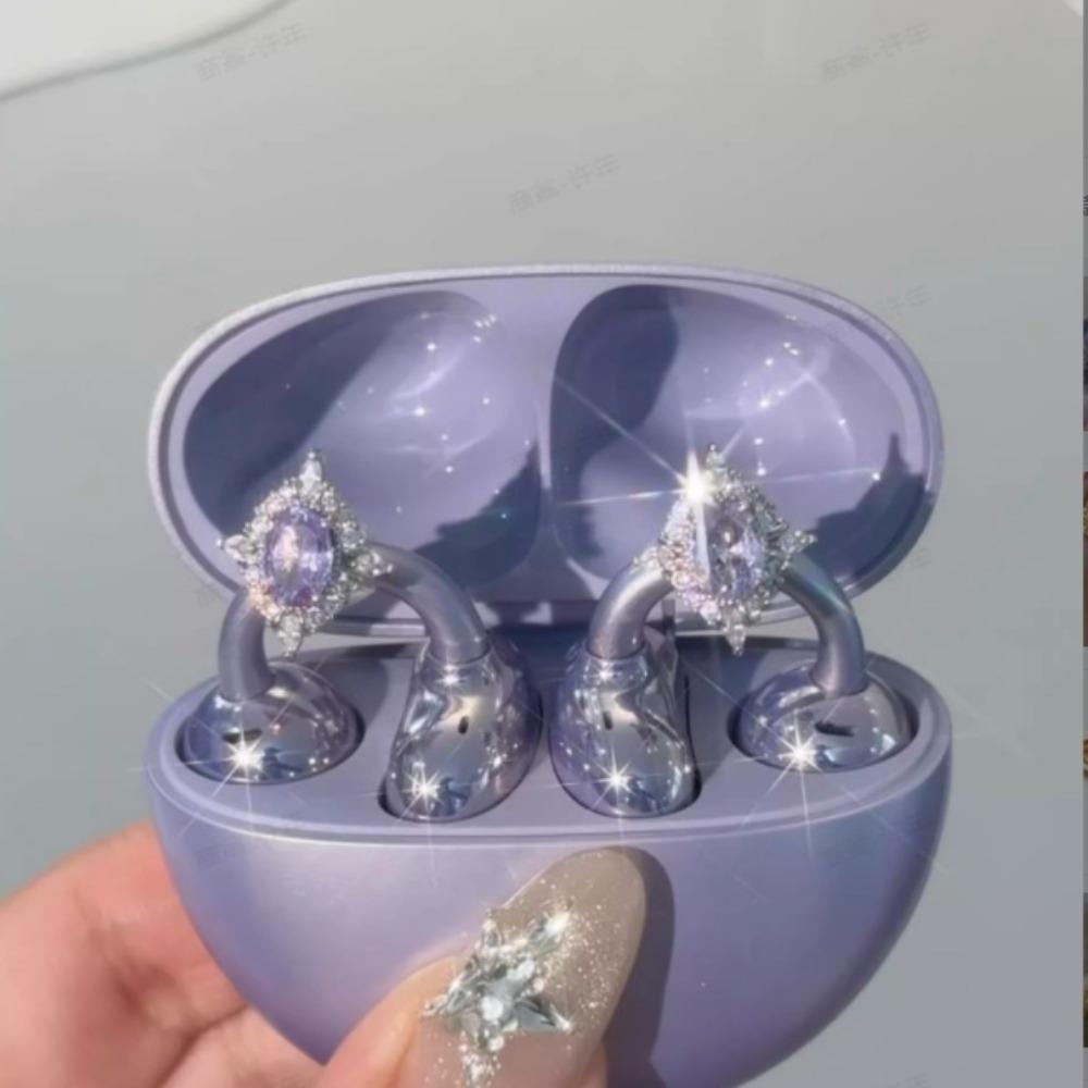 DIY Headphone Diameter Buckle Zircon Removeable Headphone Decoration Clip Easy to Install Rotatable Earbud Accessories