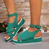 Fashion Shoes for Women 2024 Hot Sale Ankle Strap Women's Sandals Summer Open Toe Solid Outdoor Platform Casual Plus Size Sandals