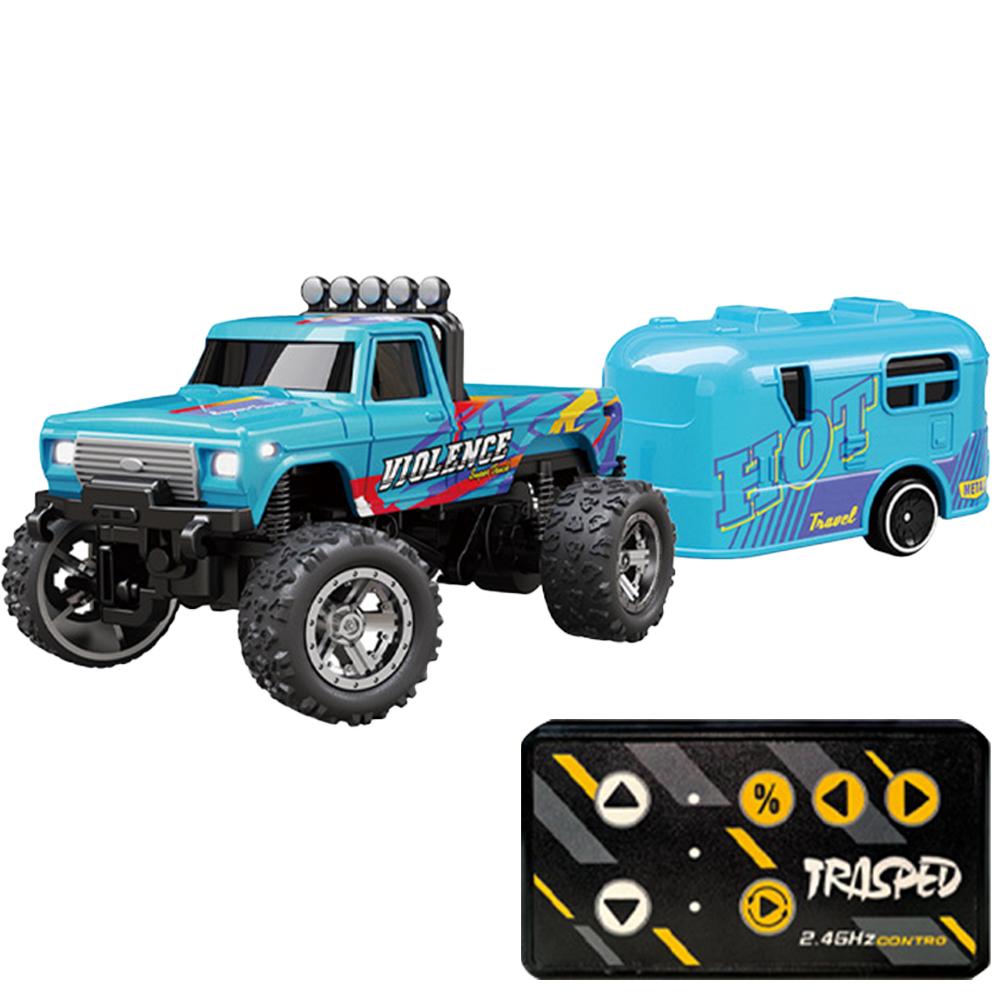 Mini RC Monster Truck with Lights & Trailer Mini Off-Road Climbing Car 2.4Ghz Remote Control USB-C Rechargeable for Kids Gifts