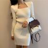 2025 Early Autumn Women's Long-Sleeve Knitted Square Collar Dress