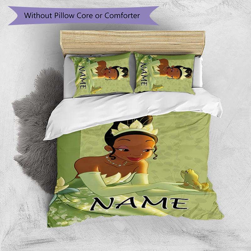 3pcs Princess5 Cover Set - Personalized Name, HD Printed Bedding with 1 Cover and 2 Pillowcases - Perfect for Home Decor, Easy Care