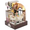 Moin Moin Dollhouse Miniature DIY Kit Set Instructions Coffee Cake Cube Box LED Light Acrylic Case Building Tools [English Included] Palm-Sized Cafe,