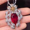 Italian Large Pigeon Blood Red Pendant Brooch Dual-use Sea Blue Treasure Necklace Grandmother Green Diamond Color Treasure