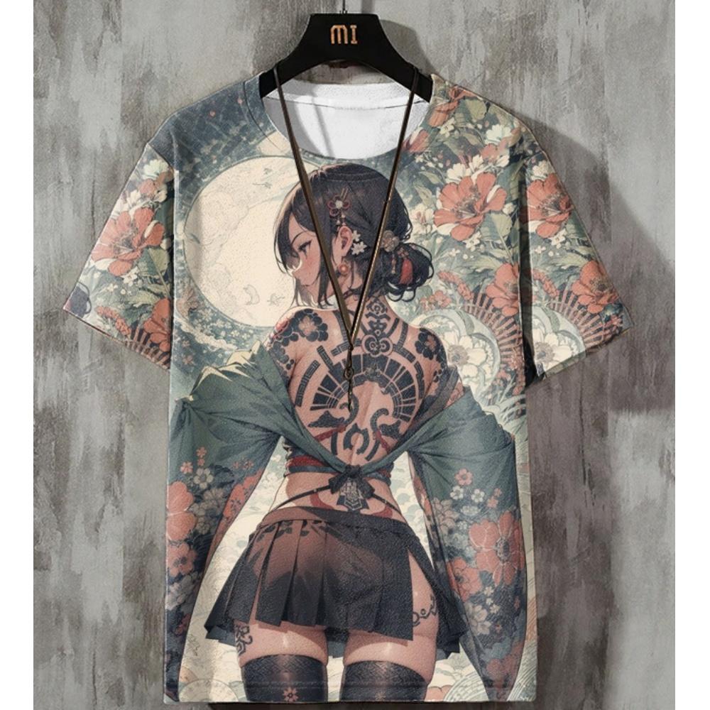 Женская футболка Аниме Сексуальные Красота Футболки Футболка С Коротким Рукавом Свободная Одежда Оверсайз Топы Уличная Одежда