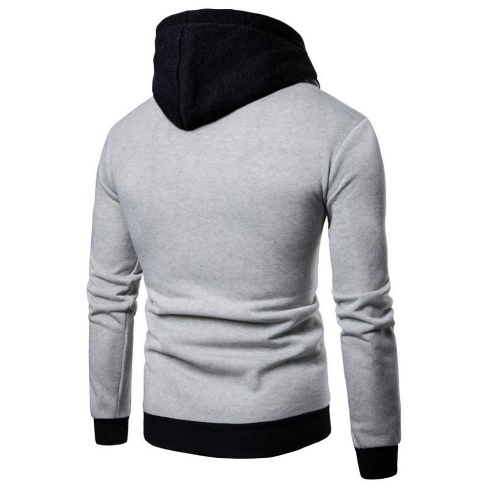 Men's Cardigan Jackets Thicken Fleece Men Autumn Winter Coat Hooded Sweatshirt Zip Up Warm Color Blocking Men's Jackets