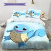 Squirtle Cartoon Pattern Bedding Home Decoration Birthday Gift (1 * duvet cover + 2 * pillowcase, without core)