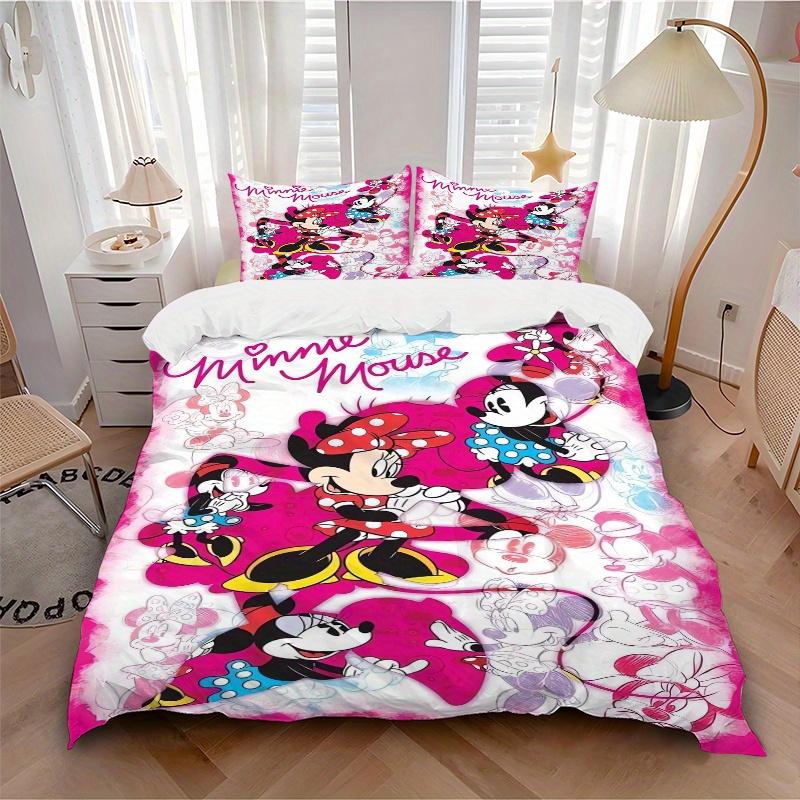3pcs Pink Minnie Mouse Quilt Cover Set - Soft and Cozy Bedroom, Guest Room and Dorm Decorative Bedding 3-Piece Set 1 Quilt Cover + 2 Pillow Shams