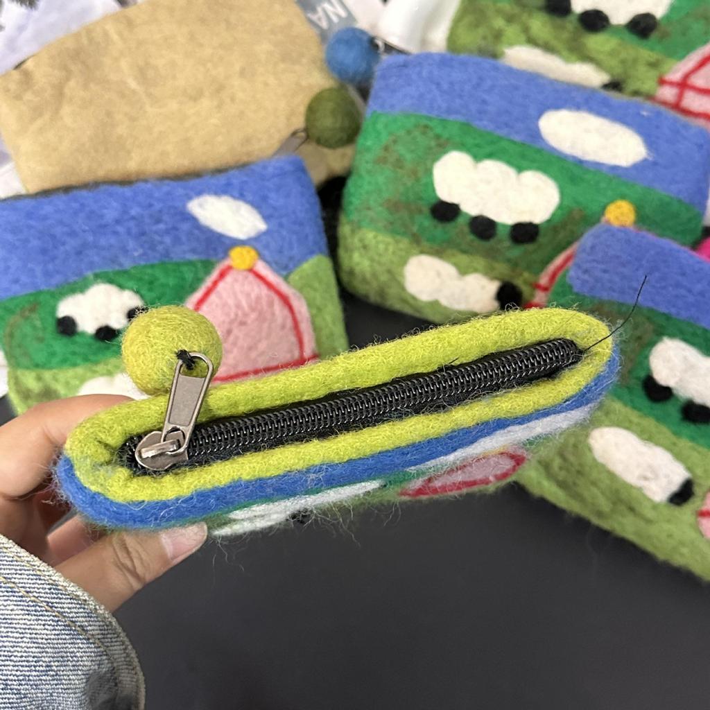 Handmade Wool Felt Earphone & Sanitary Napkin Pouch