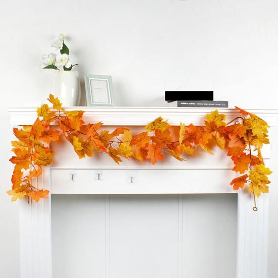 170CM Fall Maple Leaf Garland Indoor Outdoor Hanging Artificial Leaves Plants Vine Rattan Halloween Autumn Mantle Fireplace Porch Decoration