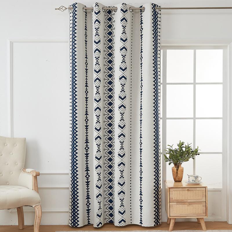 Полностью затемняющие хлопковые и льняные шторы в американском ретро-стиле с синим цветочным узором