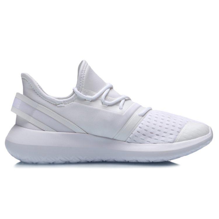 Li Ning Удобные Текстильные, ТПУ Нескользящие Износостойкие Низкие Повседневные Беговые Кроссовки Мужские Белые AGLP057-3