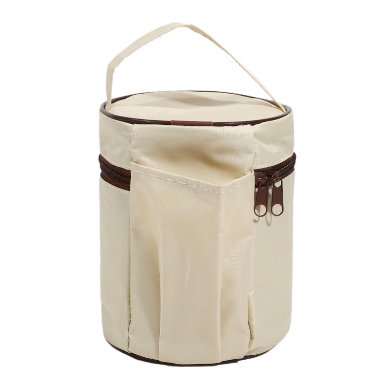 Набор ланч-боксов Портативный Сохраняющий тепло Круглый контейнер с термосумкой Штабелируемая сумка для бенто для офиса, улицы, для ежедневной переноски еды