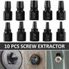 10Pcs Screw and Bolt Extractor Drill Bit Set Steel Multi-Spline Damaged Screw Extractor Broken Bolt Stud Remover Tools