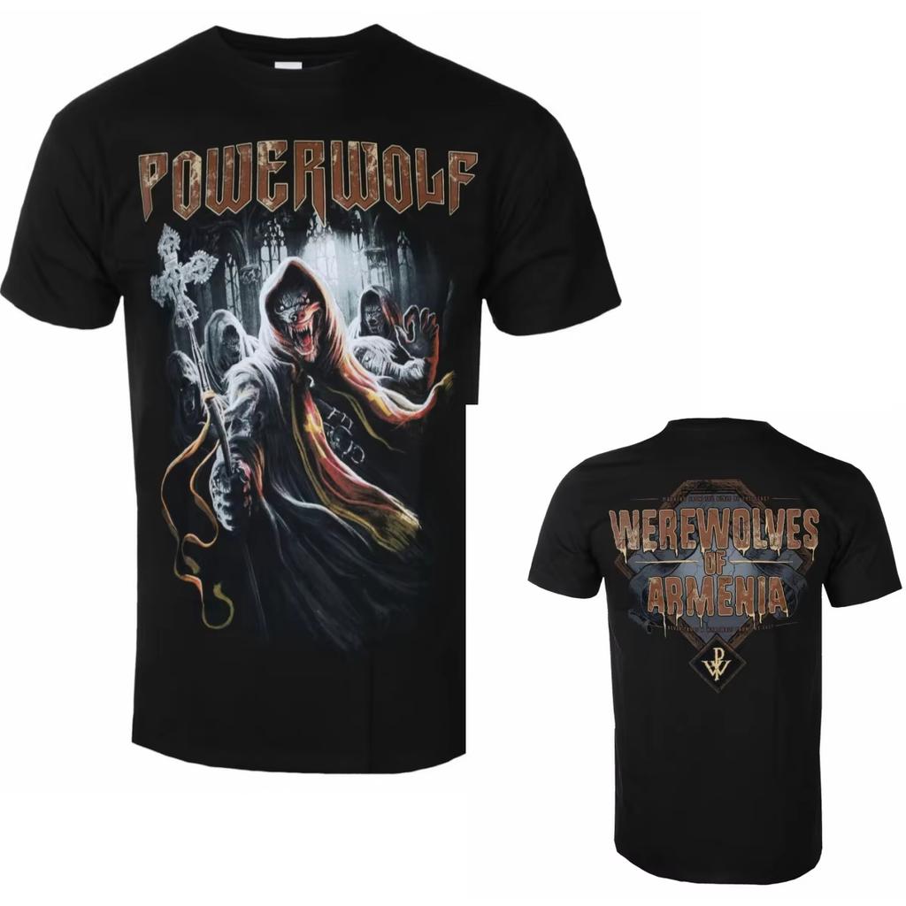 2026 Fit Summer Powerwolf Graphic Cotton T-shirt Unisex Summer Short Sleeve Fashion Harajuku Hip Hop Punk T-shirt Y2K Streetwear Oversized T-shirt