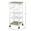 Kitchen Service Cart With Wheels Basket And 2 Removable Trays Drawer White Pine Wood