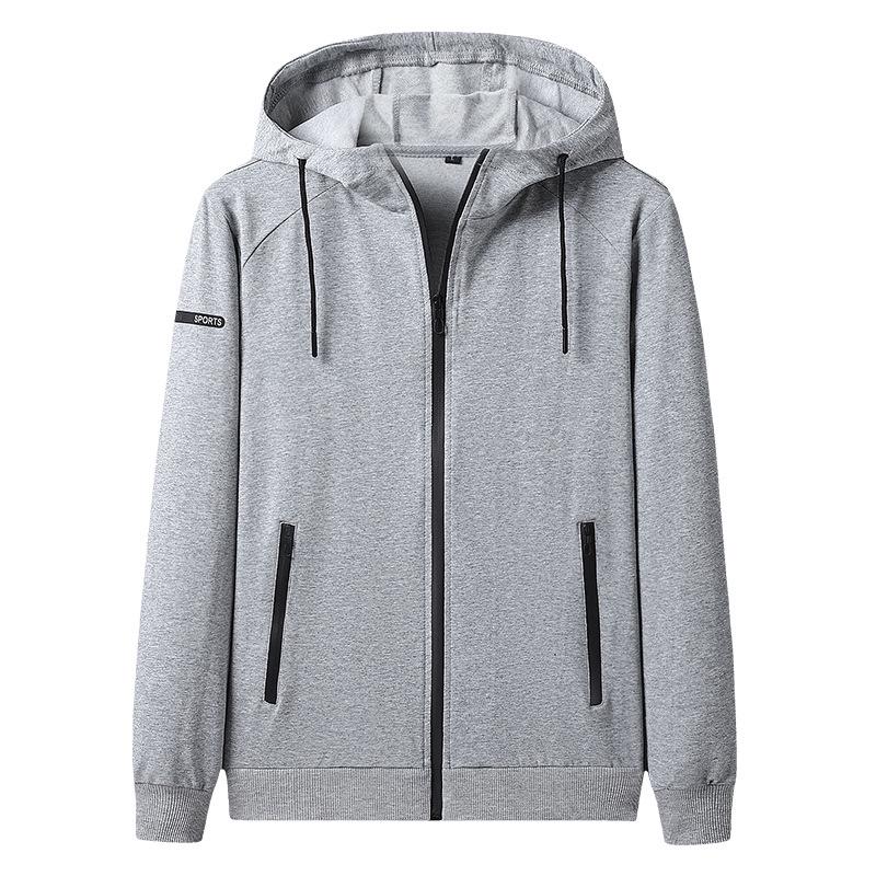 Men's Plus Size Pure Cotton Hoodie Cardigan: Spring/Autumn, Casual Knit Jacket, Trendy Sportswear.