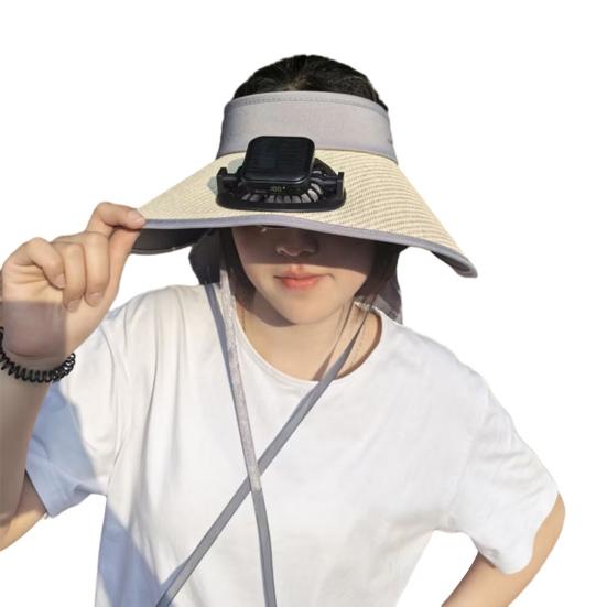 Уличная шляпа с козырьком и встроенным вентилятором, широкополая пустая верхняя охлаждающая шляпа с солнечной батареей и USB-зарядным вентилятором для путешествий на пляже