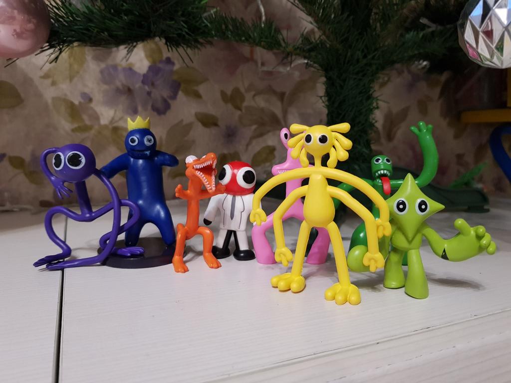 Набор аниме-фигурок Rainbow Friends Розово-синий Монстр Модель Мультяшный Персонаж Статуэтка Топпер для торта Украшения Игрушки для детей