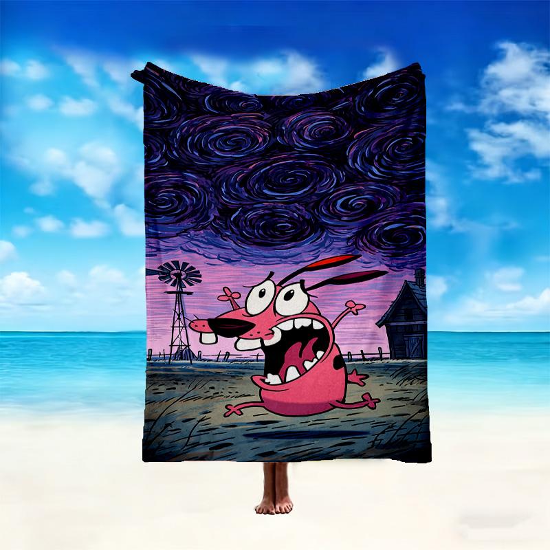 1pc Digital Print Nap Blanket, Courage the Cowardly Dog Blanket for Home Use, All Season Warmth, Christmas and Valentine's Day Gift Blanket