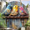 2D Flat Wooden Hanging Decorative Sign, Family Wall or Door Decoration, Garden Decoration, Three Colorful Birds Pattern, Holiday Gifts for Friends