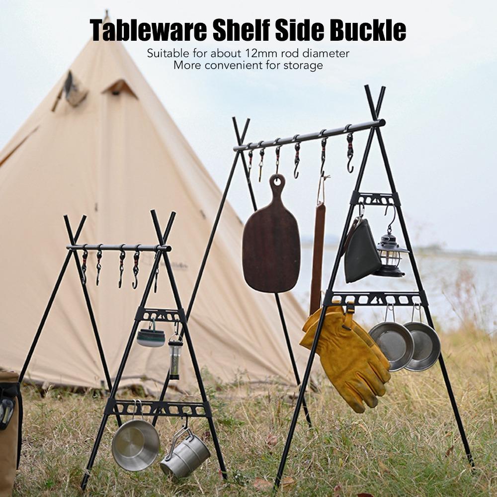 2PCS Black Camping Shelf Clips Lightweight Outdoor Storage Clips Triangle Rack Brackets  Hiking