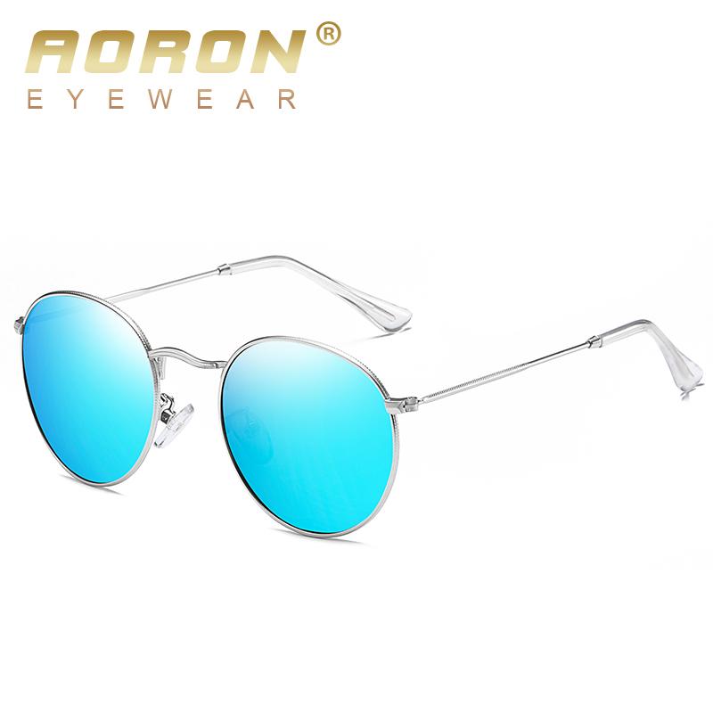aoron Round Frame Polarized Sunglasses Fashion Design Metal Anti Glare UV400 Driving Fishing Cycling Sport Glasses for Men Women