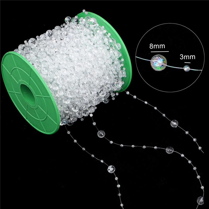 17-60Meter Imitation Pearl Acrylic Beaded Chain Trim Garland Strand for Door Curtain Wedding Decoration DIY Embellished Accessories