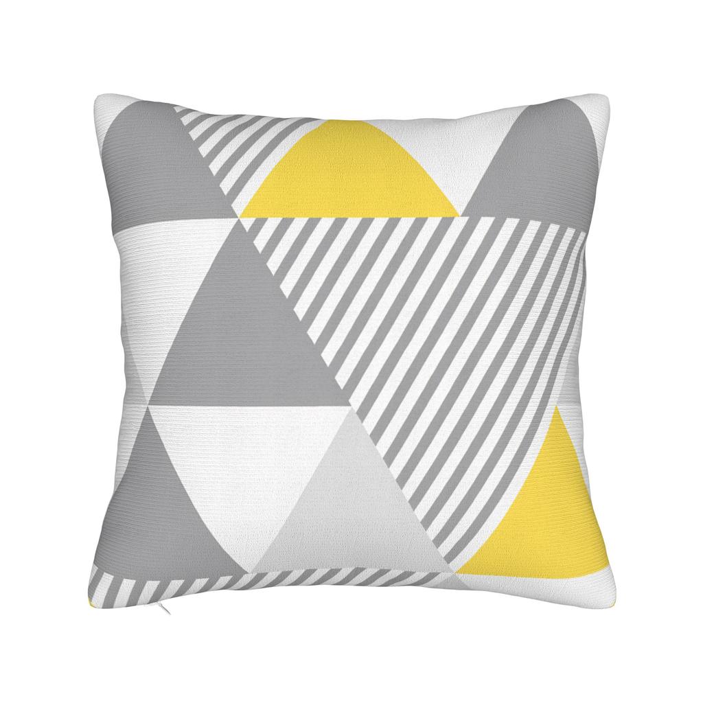 Yellow Grey Geometric Pillowcases  Kawaii Pillow Case For Living Room Bed Chair Comfy Pillow Cover
