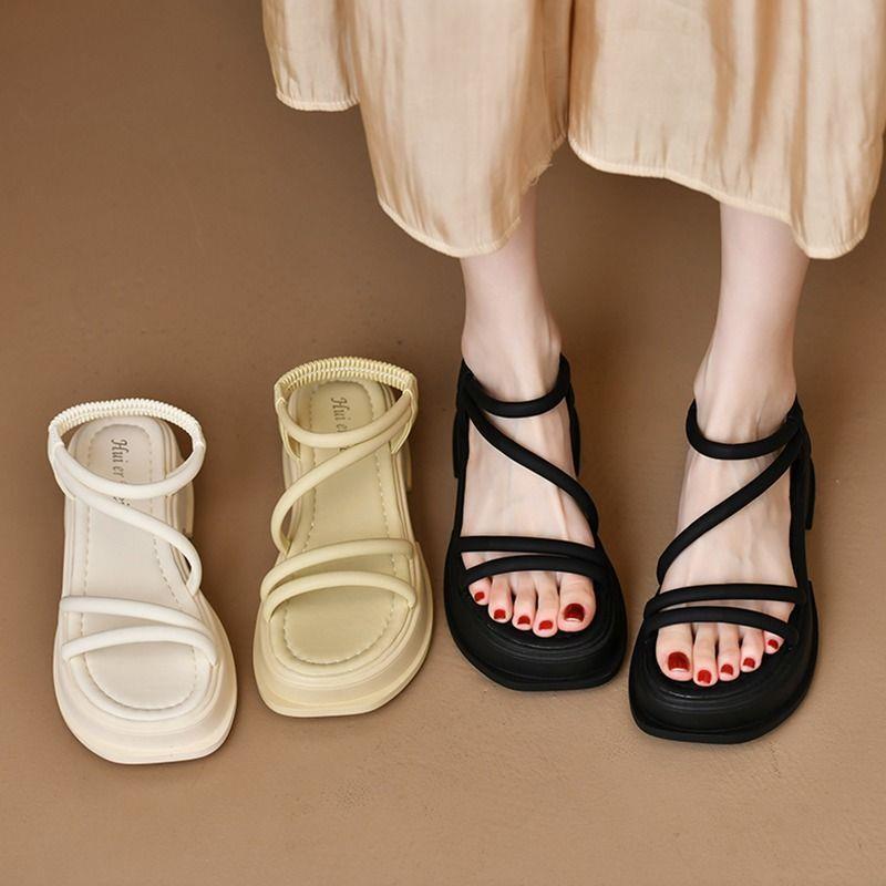 2025 new summer Internet celebrity super fire Roman sandals female outerwear fairy style student platform versatile skirt
