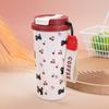 Cartoon Cat Pattern Coffee Cup Leak-Proof Straw Cup Portable Insulated Cup  Office