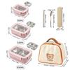 WORTHBUY Picnic Portable Large Capacity Bento Lunch Box 1/2 Grids Leak-proof 304 Stainless Steel Food Container Microwave Safe