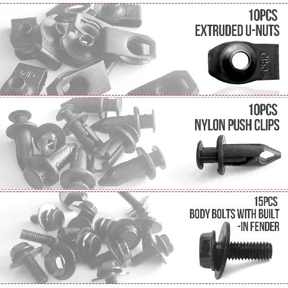 35Pcs Engine Under Cover Splash Shield Body Bolts Screws, Bumper Clips Extruded U-Nuts Kit Compatible With Nissan 350Z 370Z Infiniti G35 G37 EX35