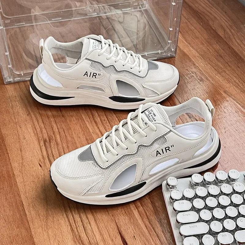 Полые мужские сандалии сетчатая дышащая обувь 2024 новые пляжные мужские тапочки удобные нескользящие модные повседневные мужские кроссовки сандалии