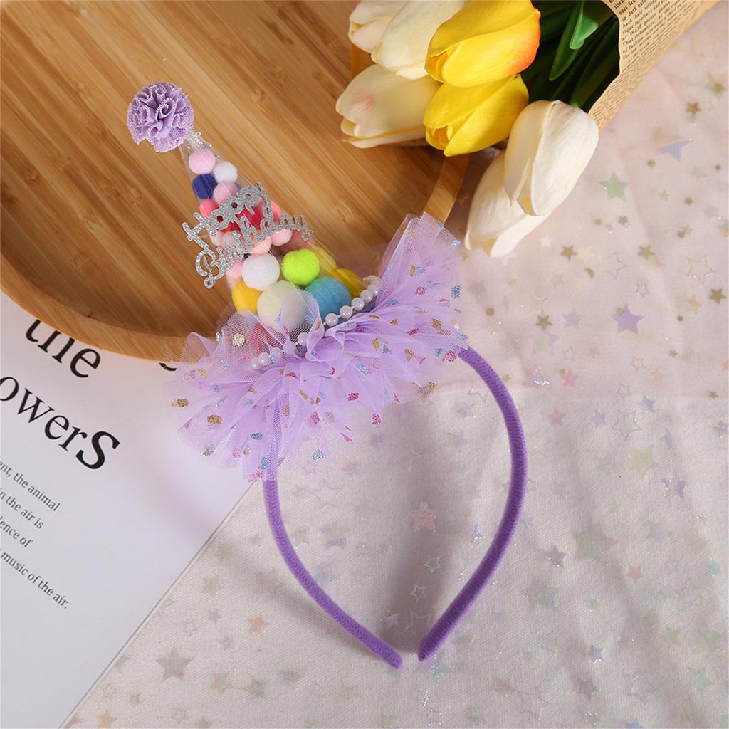 Birthday Party Hairhoop Adult Party Hat Headband Rainbow Candy Lace Hairband for Children Photography Head Accessories