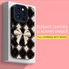 Чехол из натуральной кожи с вертикальным зернистым узором и милым бантом, мягкий силиконовый чехол с узором и полной защитой объектива камеры для iPhone