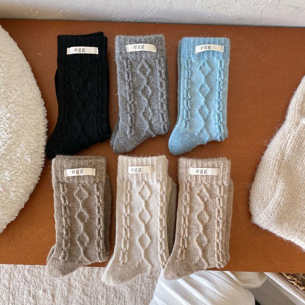 Тканевые зимние носки с этикеткой, толстые полосатые носки с переплетенными краями, теплые женские носки